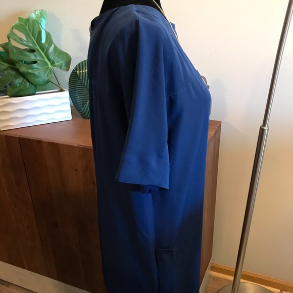 Zara Classic Shift Blue Dress with Pockets - Picture 5 of 13